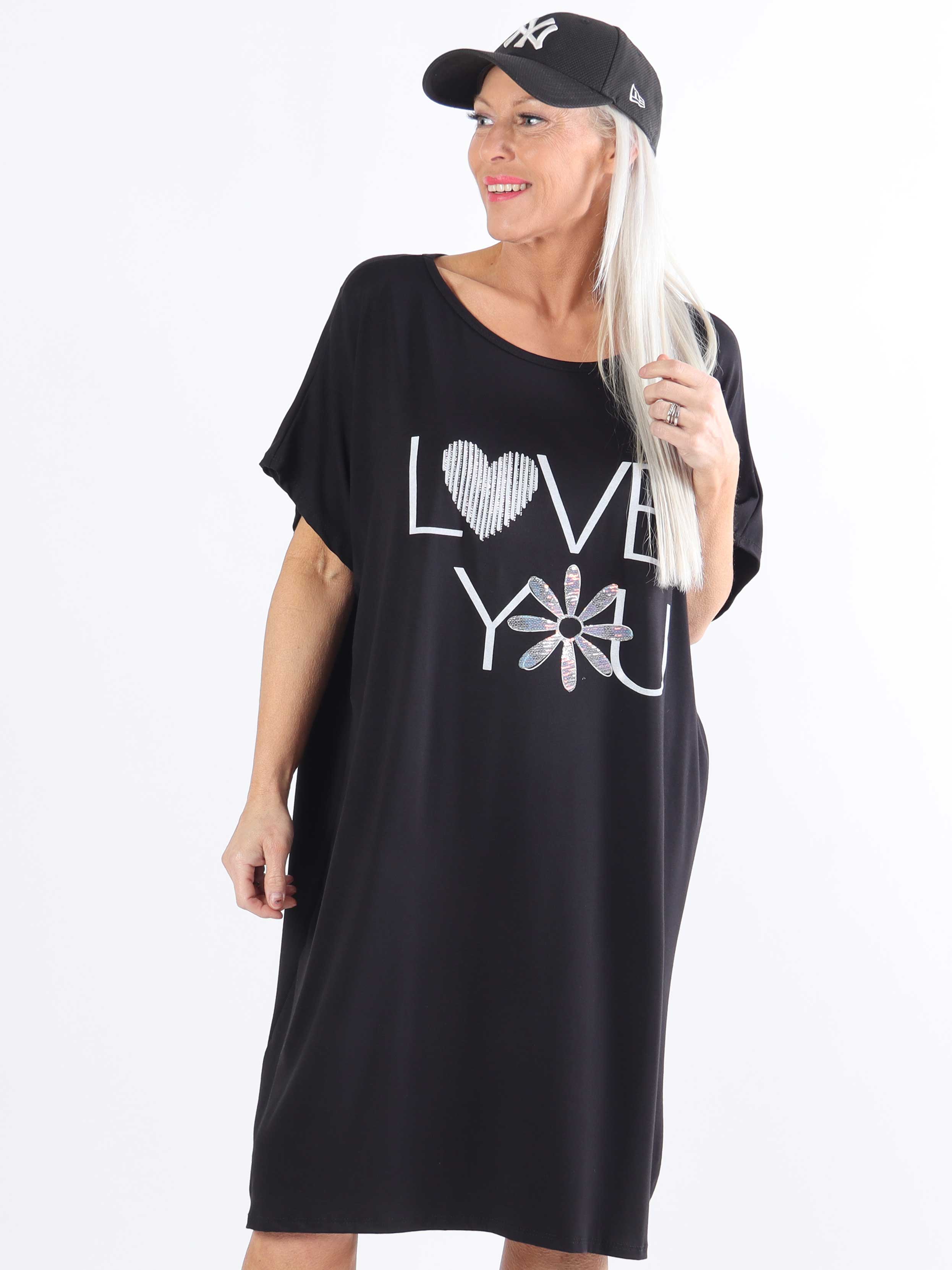 Edina - Plus size t-shirtklänning i viskosblandning med tryck